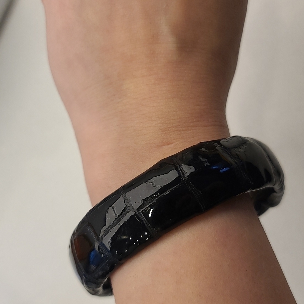 Black Embossed leather bracelet